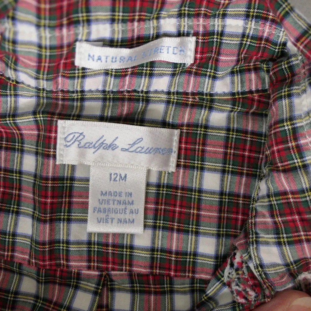 Ralph Lauren Kids Shirt 12M Red Plaid Button Down Preppy Tartan Americana School